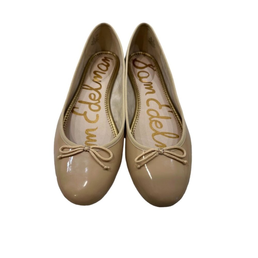 SAM EDELMAN "FINLEY" NUDE PATENT LEATHER BALLET FLATS/CHIC/GREAT CONDITION 9.5